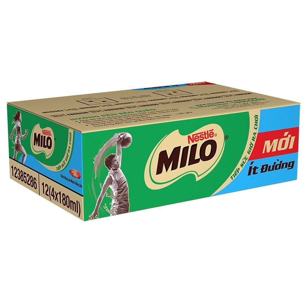 Thùng sữa Milo ít đường 48hộp x 180ml