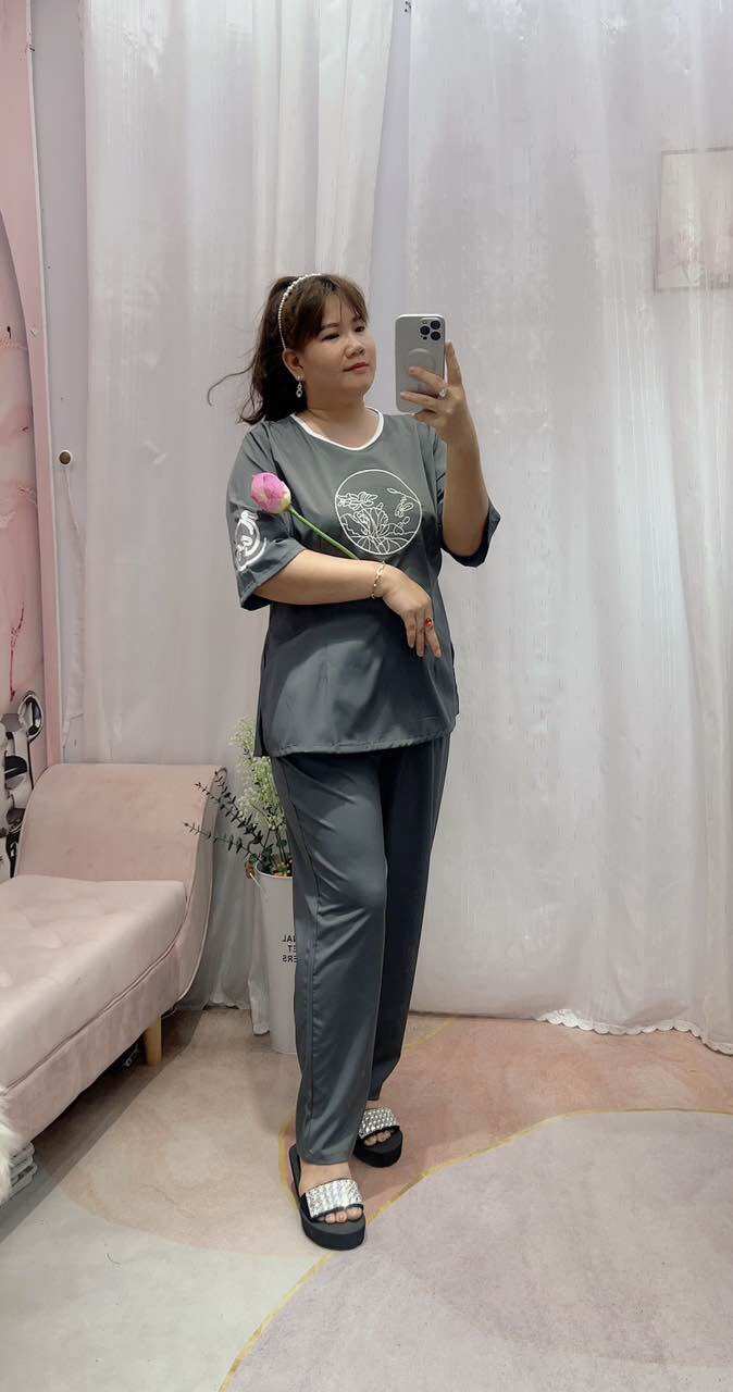 ĐỒ LAM BIGSIZE Nữ ( Bộ lam thêu chữ Tâm 68-95kg)