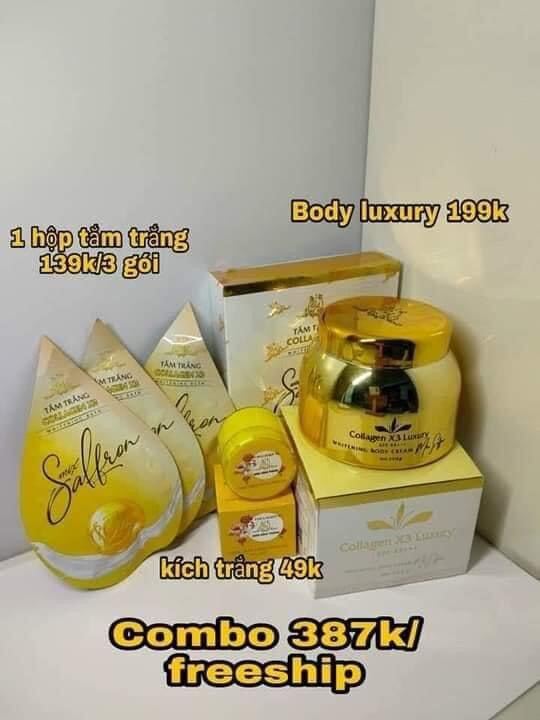 [Hcm]Combo Món Body Luxury Colagen X3+Kích Trắng +Tắm Trắng Colagen - Chính Hãng Công Ty Đông Anh