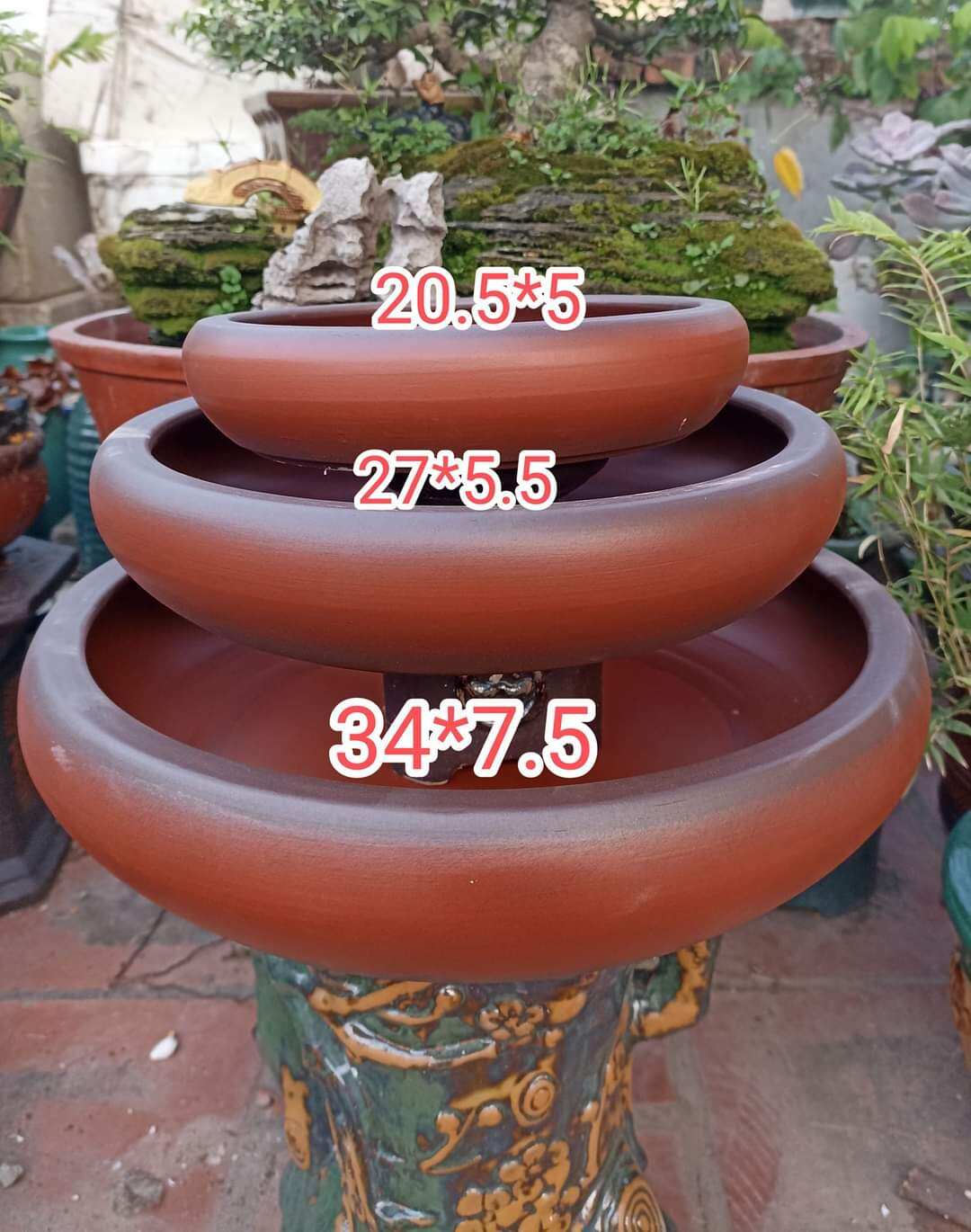 bộ 3 chậu ang tròn cao cấp màu lẫn lộn