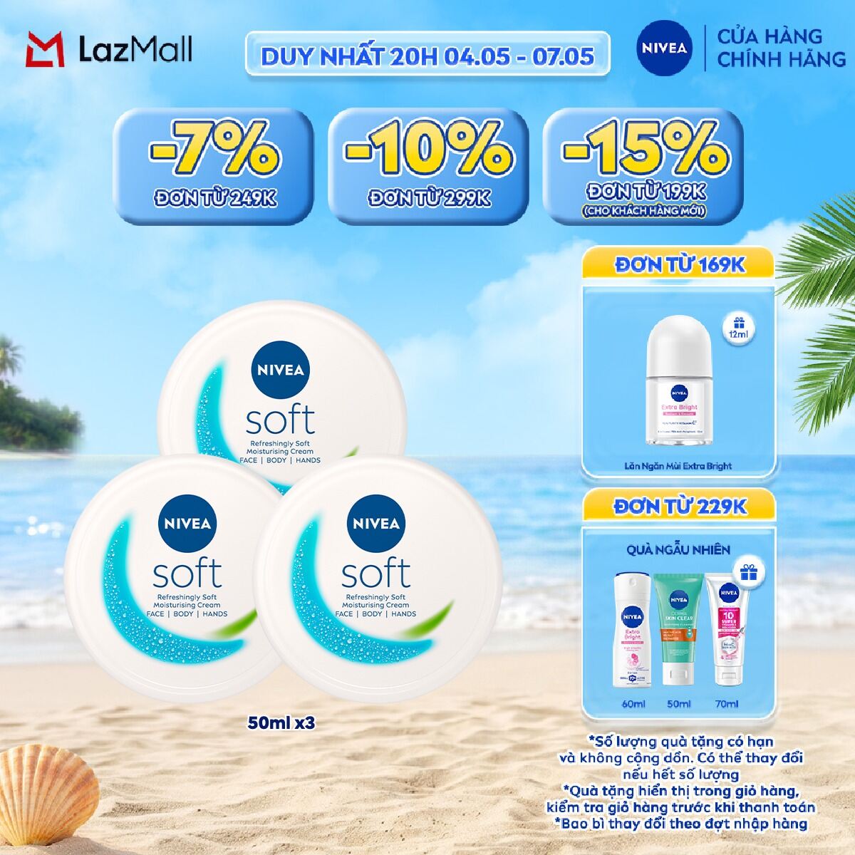 Bộ 03 Kem Dưỡng Mềm Da Nivea Soft 50ml x3
