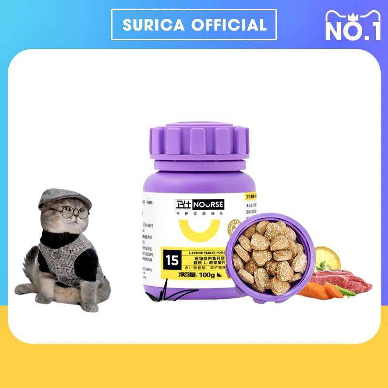 Vitamin cho mèo Nourse 15 Viên Lysine hỗ trợ hô hấp tăng đề kháng cho mèo Surica VN15 (200v)