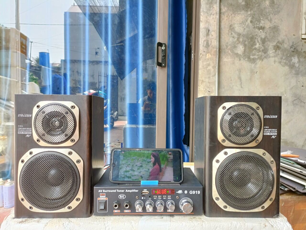 Đôi loa tay, trợ lời aiwa SX_M10. Bass 12, màng các bon, gân vải