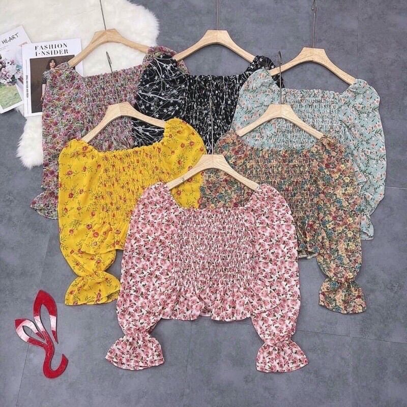 Áo kiểu hoa nhí - áo hoa nhí croptop