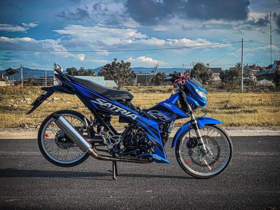 tem rời satria xanh, tặng kèm set logo, decal chất lượng tốt