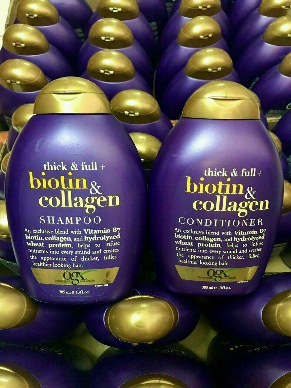 [Chính hãng - Bản Mỹ] Bộ dầu gội xả Biotin tím Thick & Full Biotin & Collagen OXG 385ml