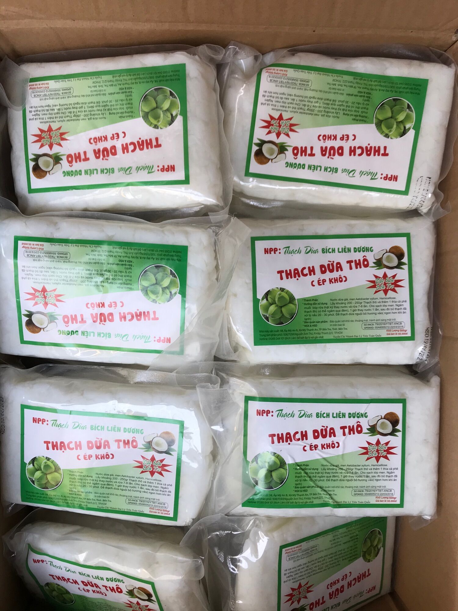 Combo 2kg - 4 bịch Thạch dừa thô ép khô