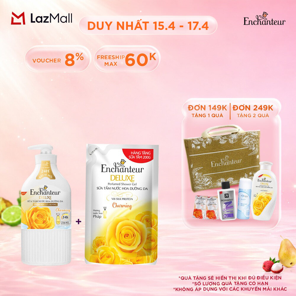 Sữa tắm Enchanteur Charming/ Sensation chai 900g + Tặng túi sữa tắm 450g