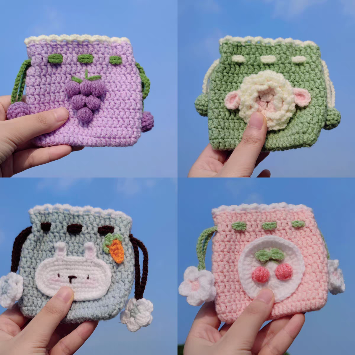Túi rút HANDMADE mini bằng len siêu tiện lợi, xinh xắn Len len's Studio