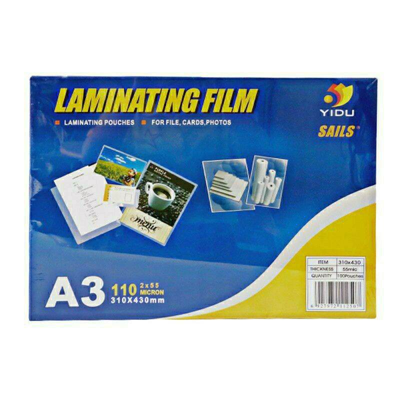 Màng Ép Nhựa Plastic A3 [ 31 x 43cm ] 55Mic Hiệu Yidu Chính Hãng ( Xấp 100 Tờ )