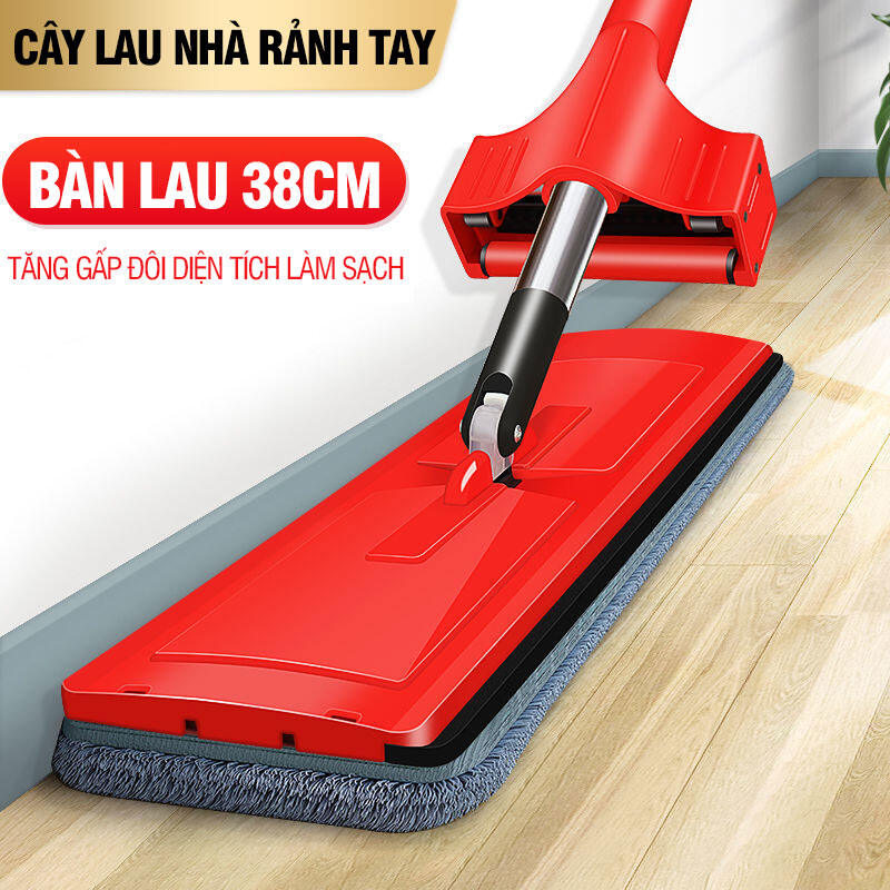 Cây lau nhà tự vắt thông minh Kitimop-Red chổi lau nhà 360 độ lau sàn làm sạch, 2 bông lau