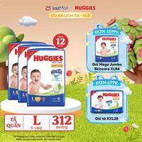 [20h 7-10.8 GIẢM THÊM 90K] Combo 3 Gói Tã/bỉm quần HUGGIES SKINCARE MEGA JUMBO size L96+8 miếng/ L100+4 miếng