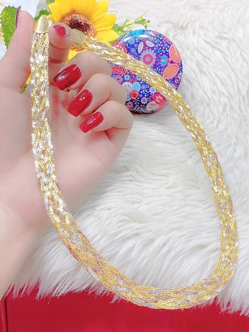 Dây chuyền kiểu bính lớn mạ vàng 18k pha bạc cực đẹp