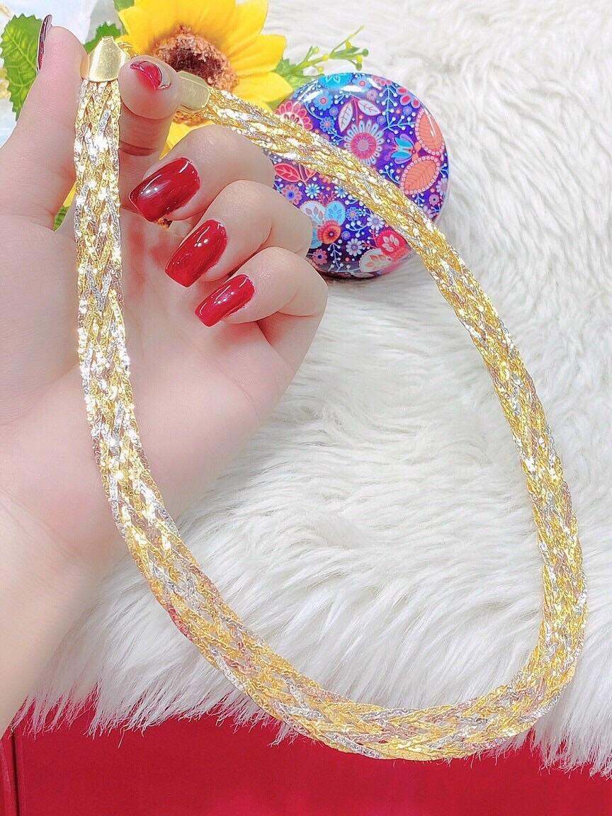 Dây chuyền kiểu bính lớn mạ vàng 18k pha bạc cực đẹp