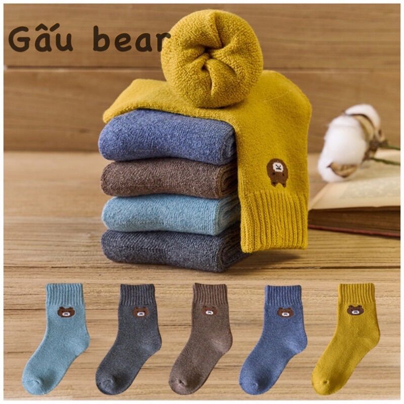 Combo 5 đôi Tất Vớ len xù cho bé trai bé gái