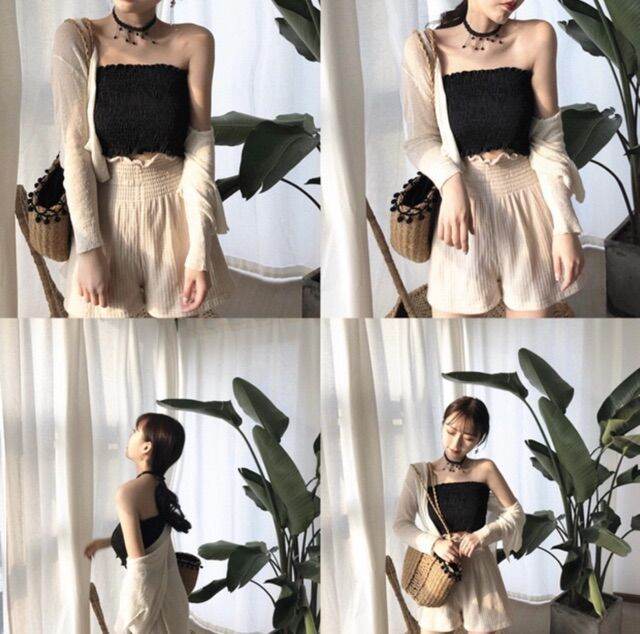 [HCM]ÁO ỐNG NHÚN THUN CROPTOP