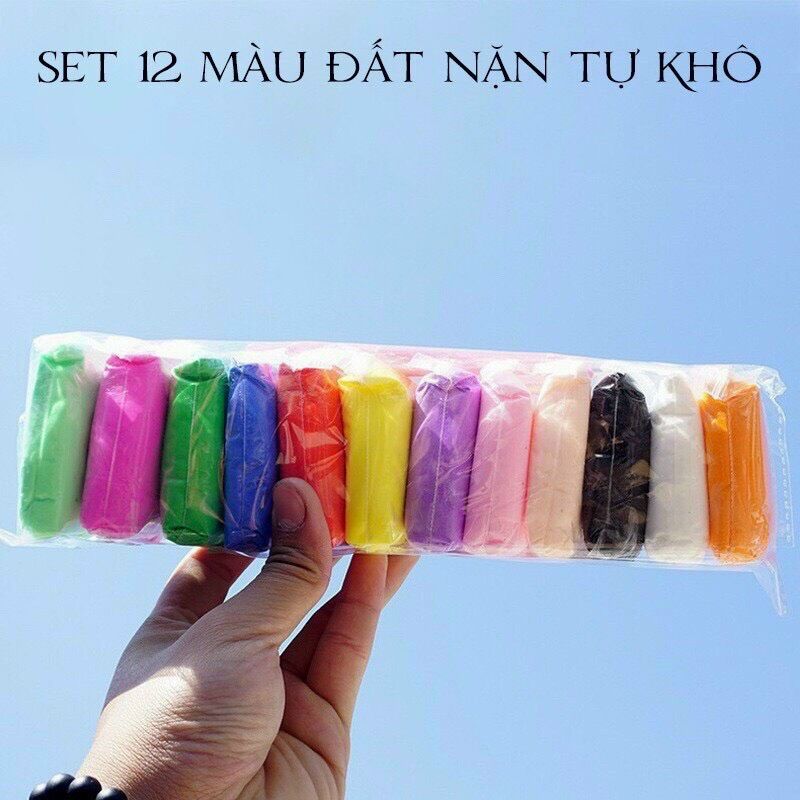 Đất Nặn Siêu Nhẹ -12 Màu-Đất Nặn Tự Khô Bé Thoả Sức Sáng Tạo