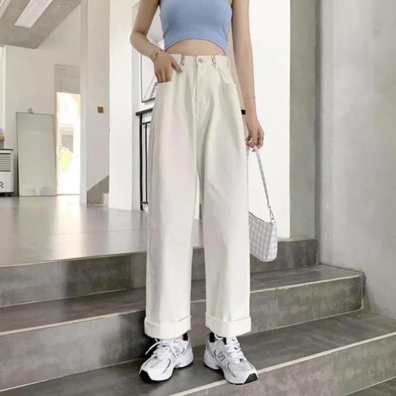 Quần jean trắng nữ,  vải dày dặn mềm mại
