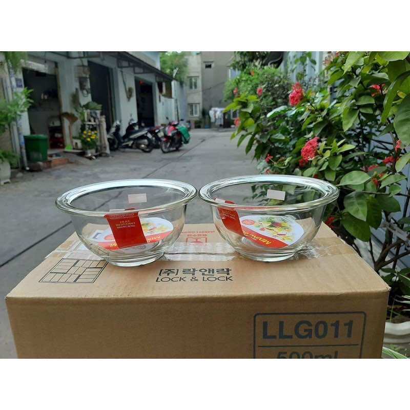 Set 2 tô thủy tinh chịu nhiệt lock&lock 500ml hàng chính hãng