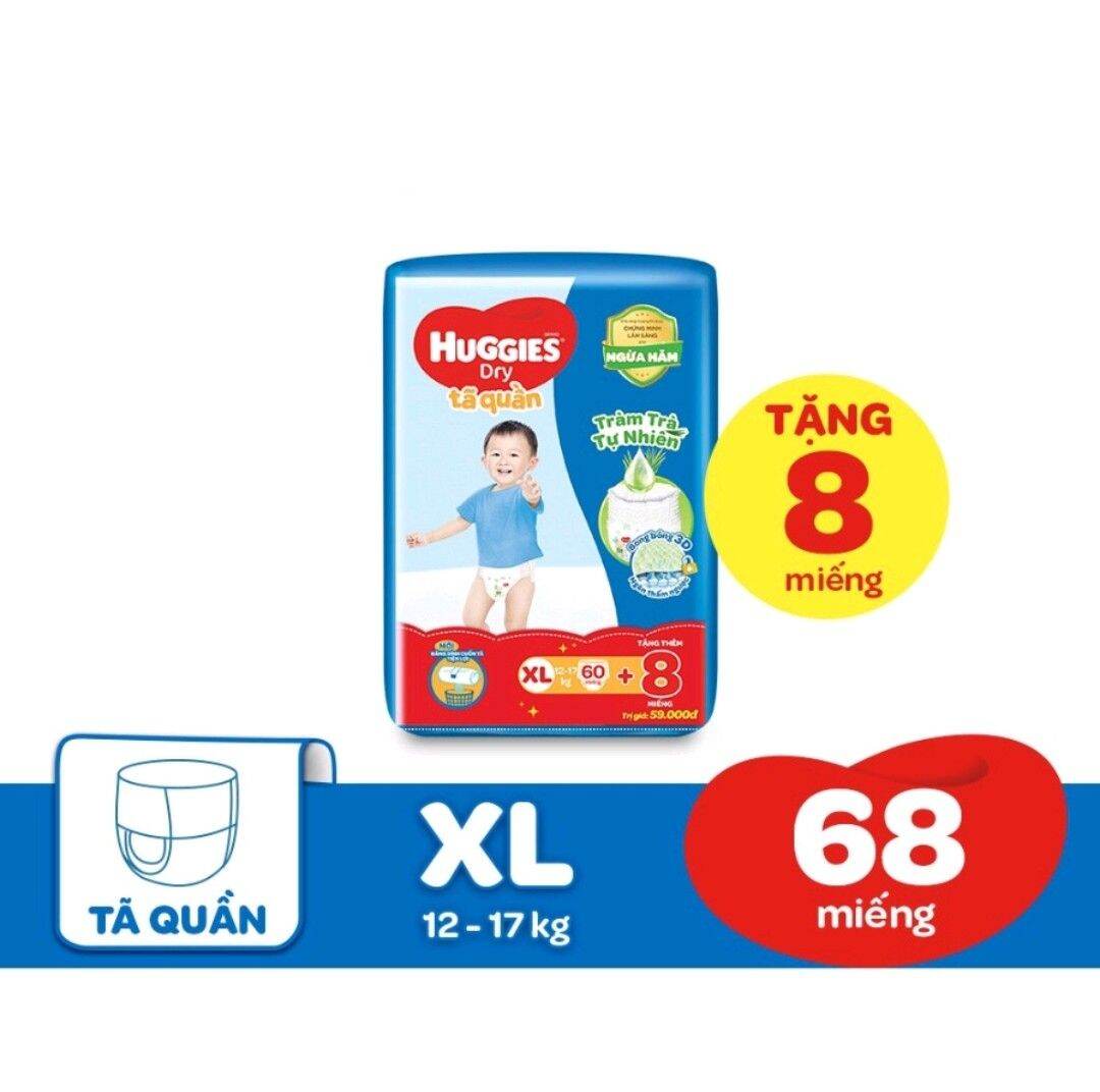 (Đủ Size) Tã Quần Huggies M74, L68, XL62, XXL56 + Tặng Kèm 8 Miếng - Bảo Bì Thay Đổi Theo Từng Đợt Nhập Hàng