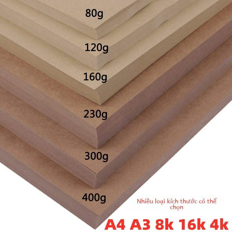 Dày Cứng A4/A3 Giấy Kraft 80/120/160/230/300 Gram 4K8K Dành Cho Trẻ Em Học Sinh Thủ Công Vật Dụng Vă
