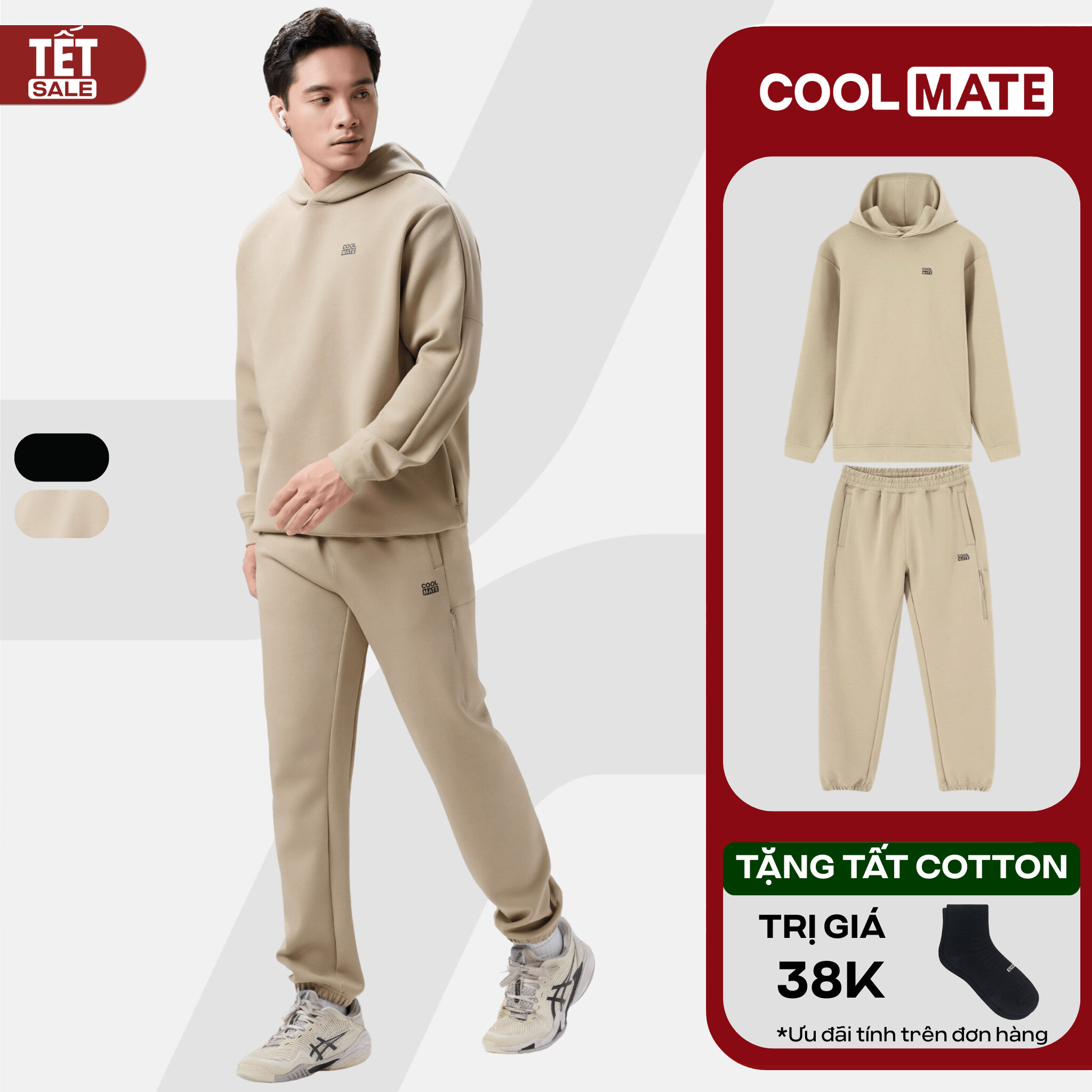   DUY NHẤT 20h 31.12-3.1 TẶNG TẤT COTTON Set thể thao thu đông nam Áo Hoodie và Quần jogger Vital Active mềm mại thấm hút Coolmate 