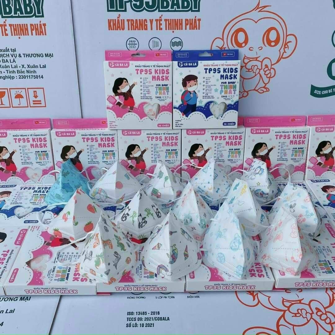Khẩu trang cho bé 6 đến 10 tuổi hộp 10 cái combo 5 hộp