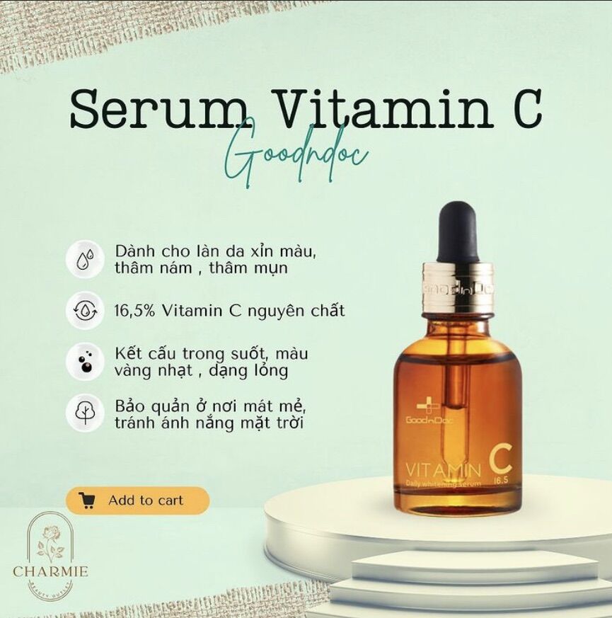 Serum dưỡng sáng mờ thâm nám Goodndoc Vitamin C-16.5 Daily Whitening Serum