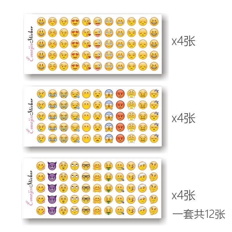 Set 12 tờ sticker icon cảm xúc