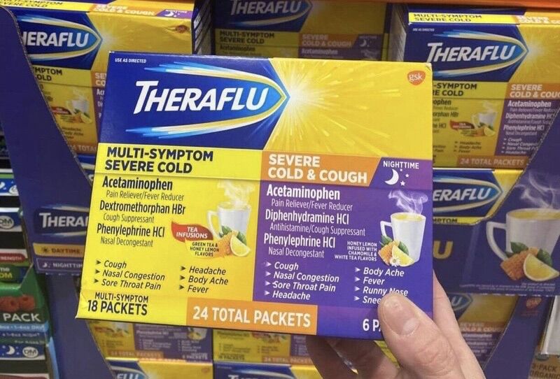Trà theraflu của mỹ 24 gói.