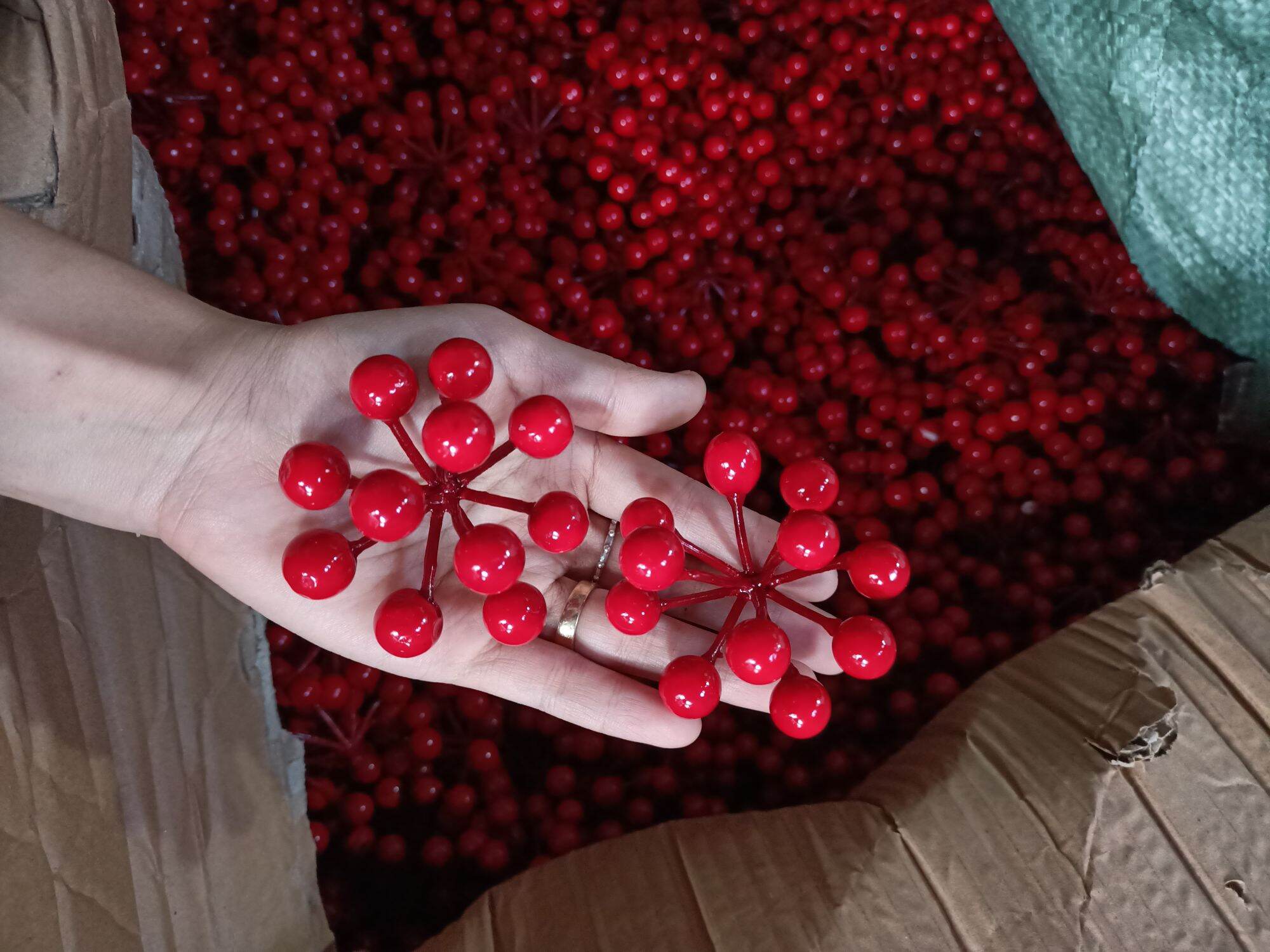 Chùm quả cherry tròn quả giả