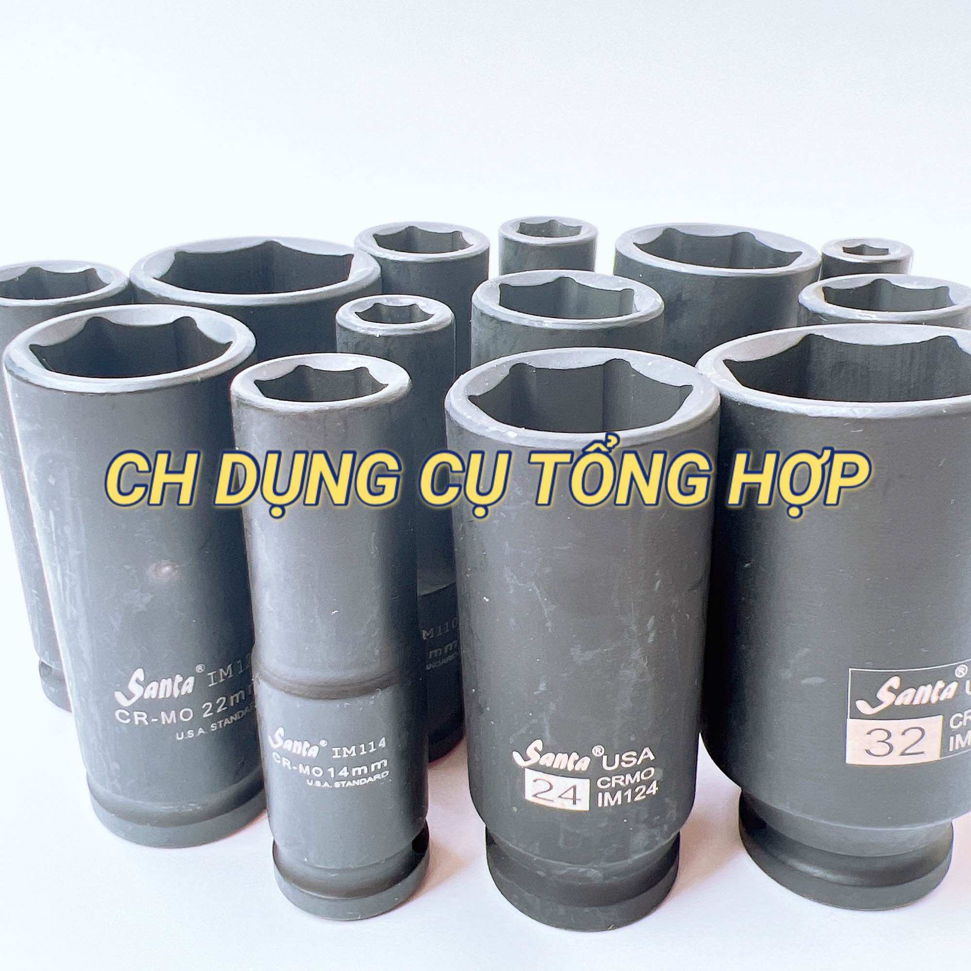 Tuýp 1/2inch 8mm đến 32mm dài đen Santa (Tuýp mở bulong 1/2" dài đen/ Đầu khẩu dài đen 1/2'')
