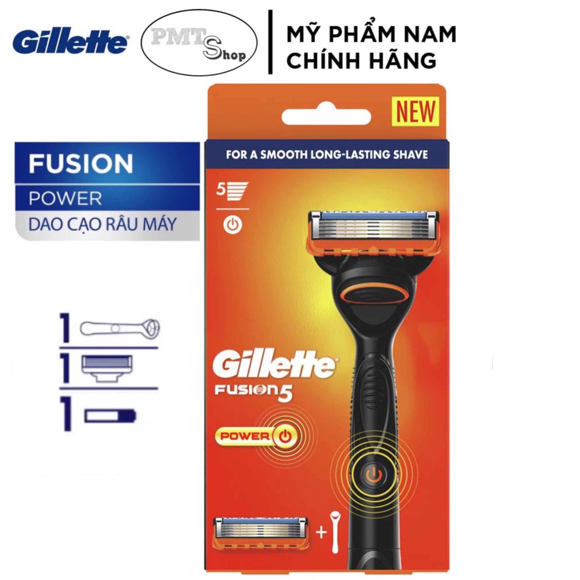 Bộ Dao cạo râu cao cấp 5 lưỡi Gillette Fusion Power 1Up 1 tay cầm và 1 đầu
