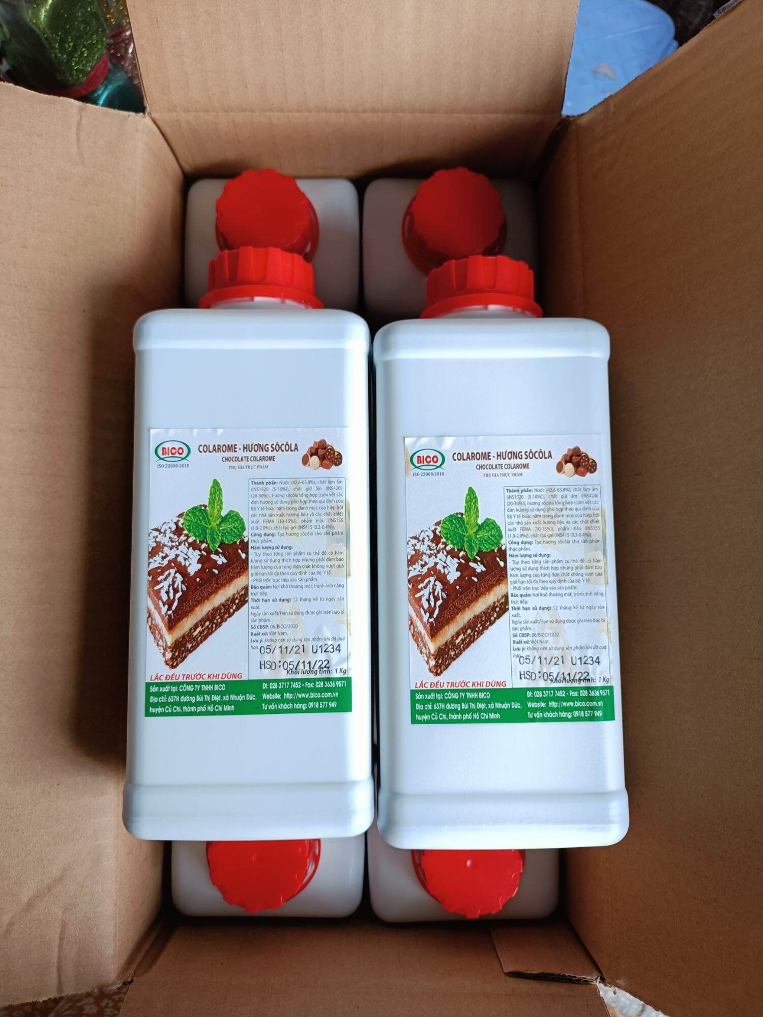 Hương socola có màu bico chai 1kg