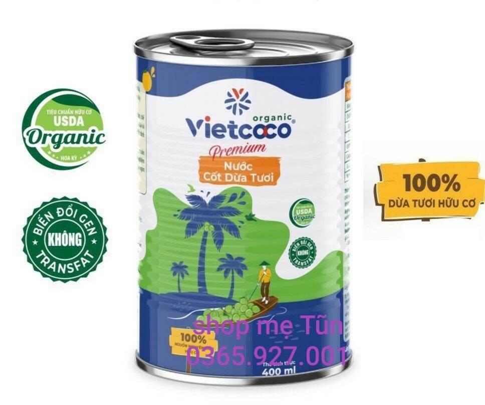 nước cốt dừa tươi organic vietcoco ( lon 400ml)
