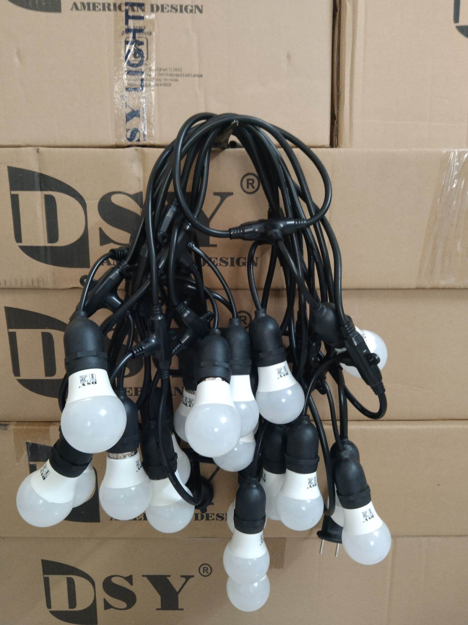 Dây đèn kín nước thả ngoài trời chống nước 10mx15 đui đèn
