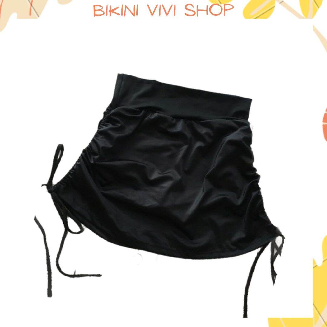 Quần bơi nữ, bikini lẻ váy cạp cao rút dây