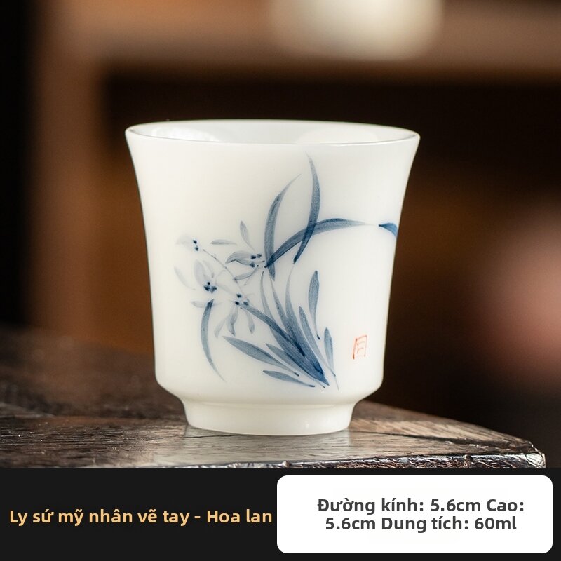 Hand-painted Traditional Chinese White Porcelain Cup - 9