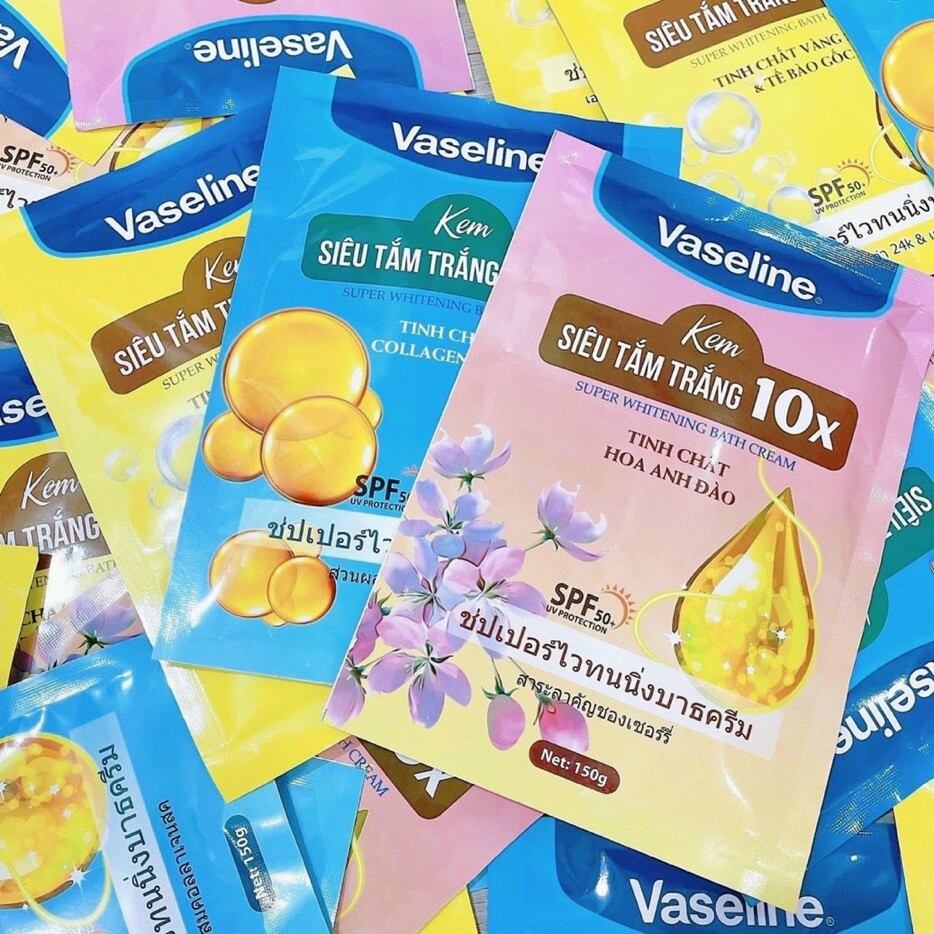 Combo 3 sét kem tắm siêu trắng vaselin x10.