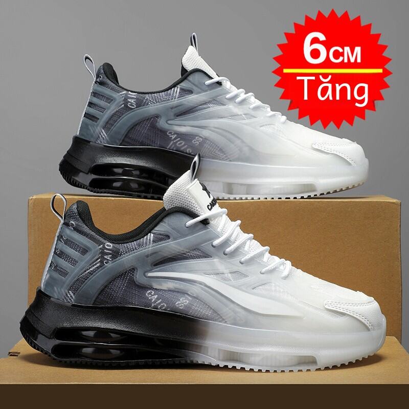 Giảm Xóc Nam Thoải Mái Giày Thể Thao Mùa Hè Đệm Không Khí Chạy Bộ Lưới Vải Trên Mũi Tròn Đế Bằng Đế Cao Su