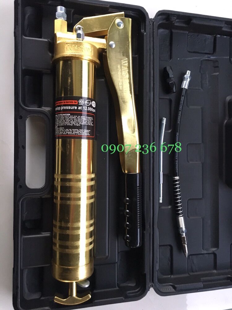 Bơm mỡ bò 2 ty 2 xy lanh piston 900cc dùng mỡ hộp, mỡ tuýp, mỡ đóng chai xp-776, bơm mỡ cầm tay wasaki
