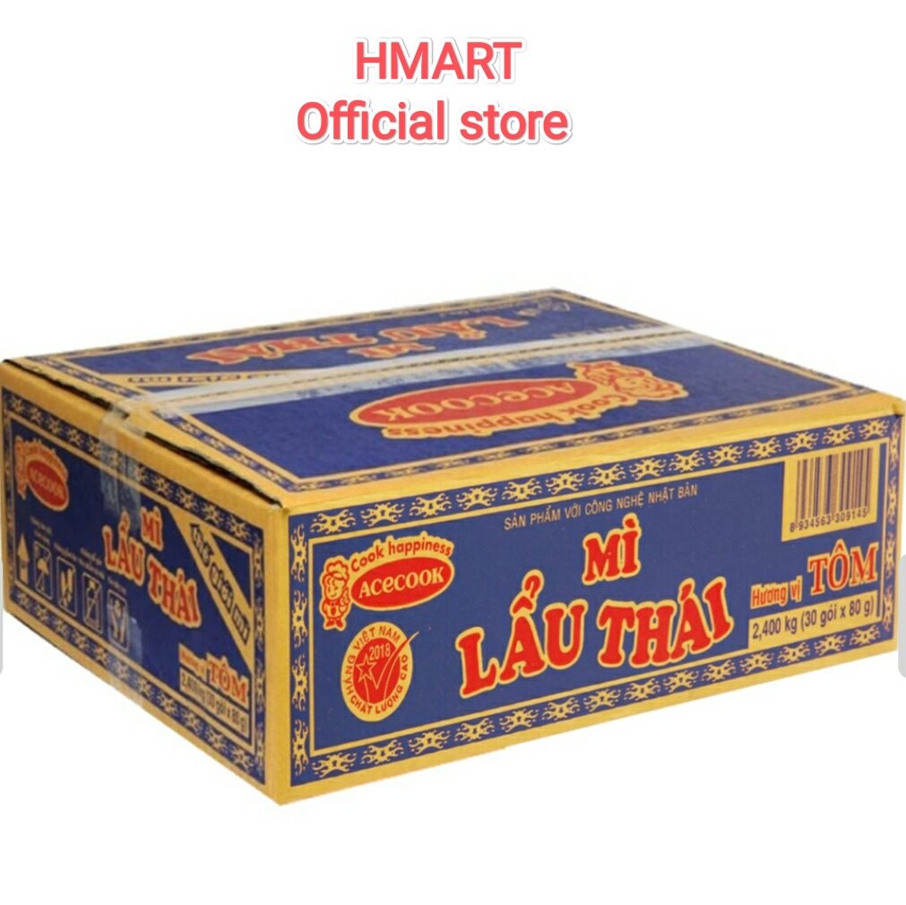 Thùng 30 gói mì lẩu thái tôm chua cay 80g - siêu thị hmart