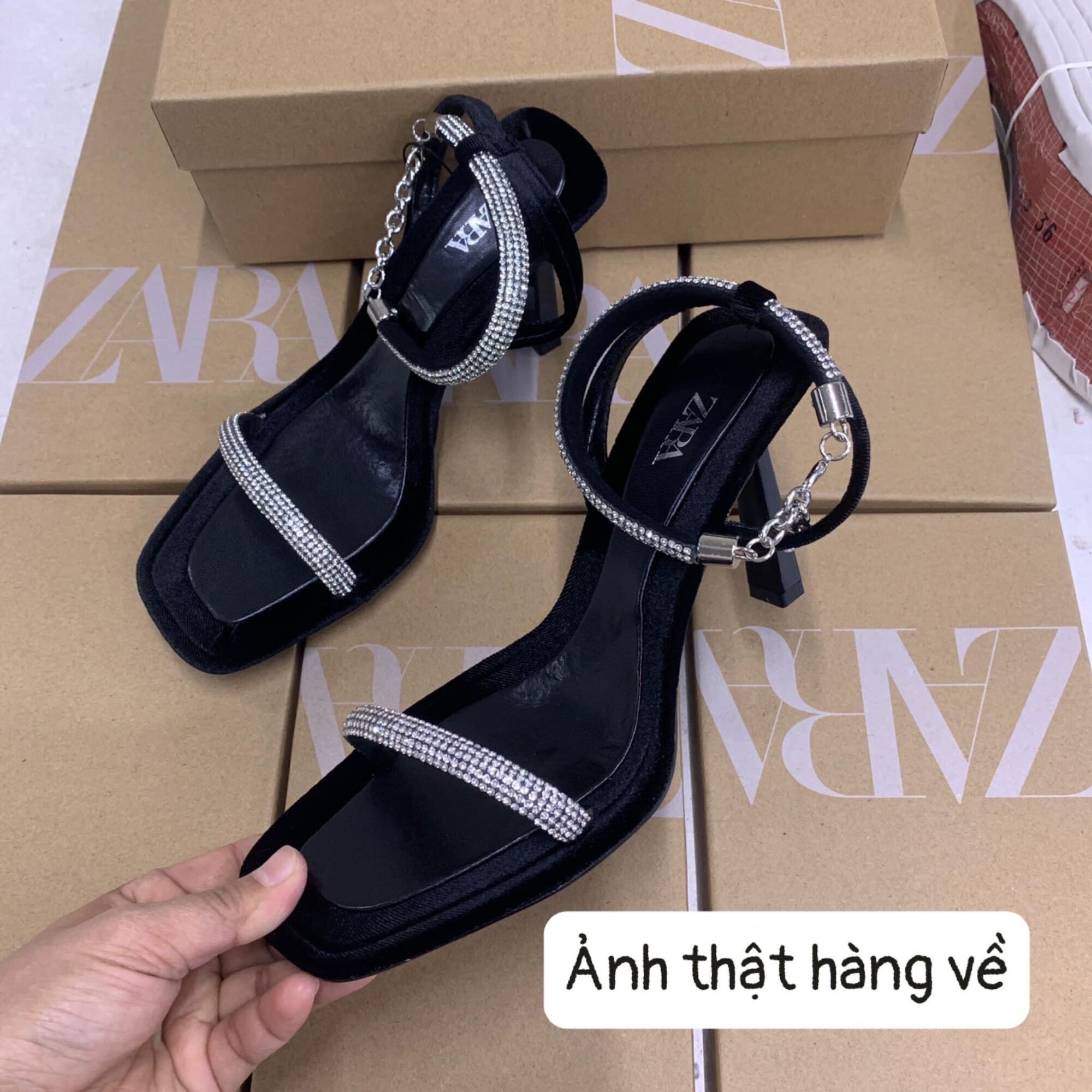 Sandal Z.Ra hai quai đá trắng cao 9cm [HÀNG SẴN]