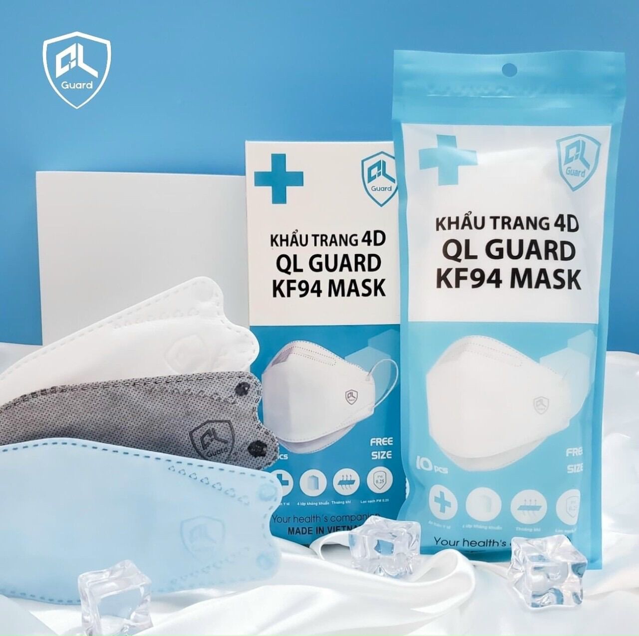 1 thùng 100 cái khẩu trang kf94 (10 gói, 1 gói 10 cái)