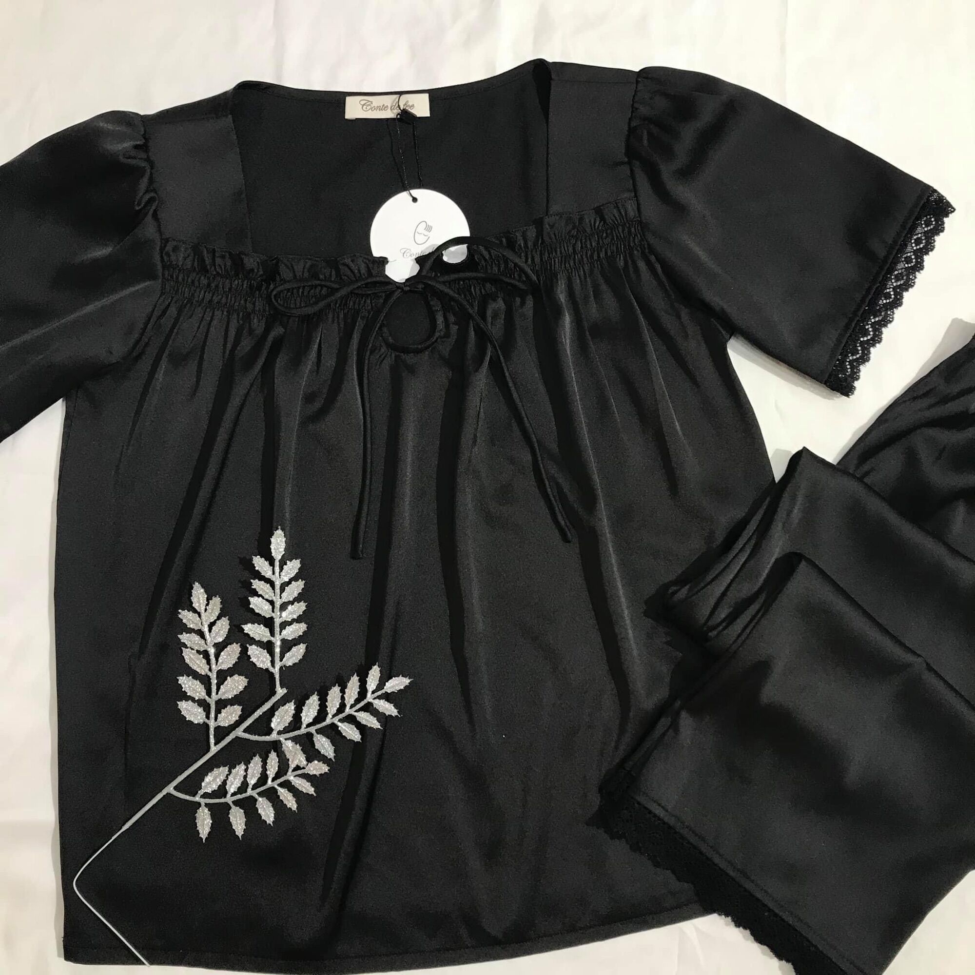 SET PYJAMA CỔ VUÔNG LỤA CAO CẤP, SANG CHẢNH