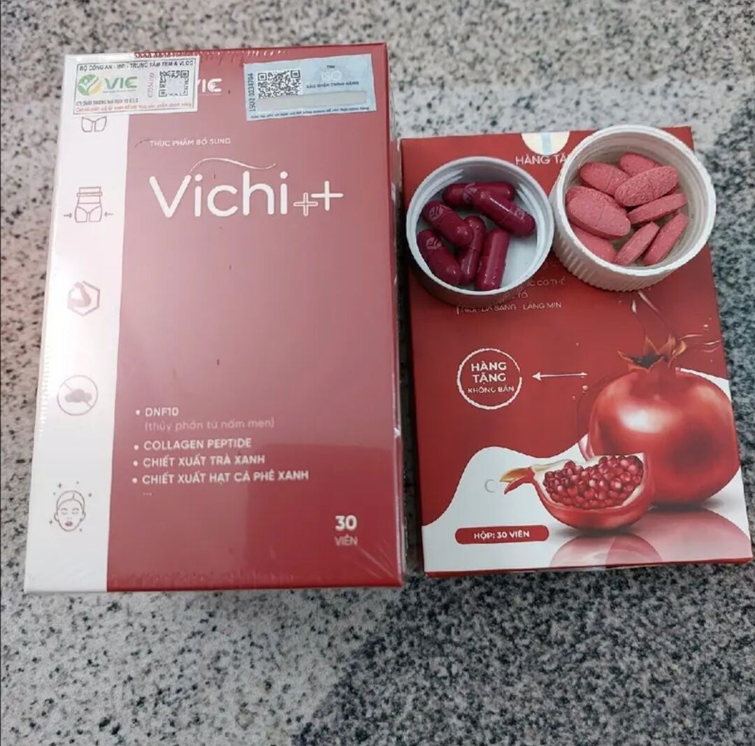 Giảm cân VICHI++ mẫu mới loại mạnh dành cho cơ địa lờn khó giảm hộp 30 viên tặng kèm detox khóa cân,