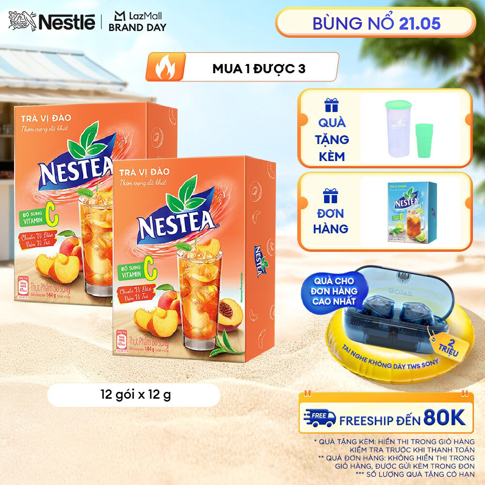 [ƯU ĐÃI THÁNG 5] Combo 2 gói Thực phẩm bổ sung Trà Vị Đào NESTEA hộp 1 gói x 1 g