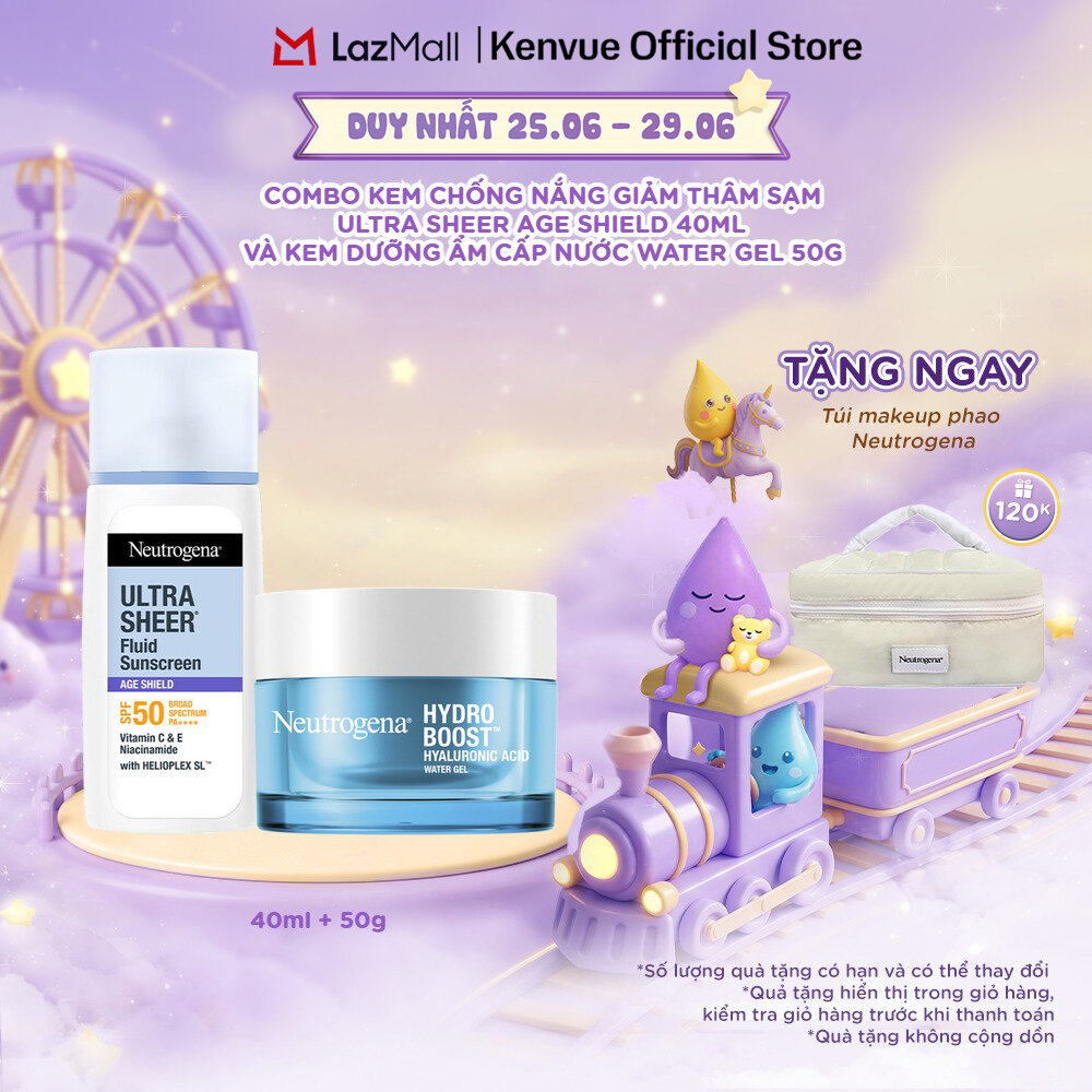 Combo Kem chống nắng Neutrogena Ultra Sheer 40ml + Kem dưỡng ẩm Water Gel 50g
