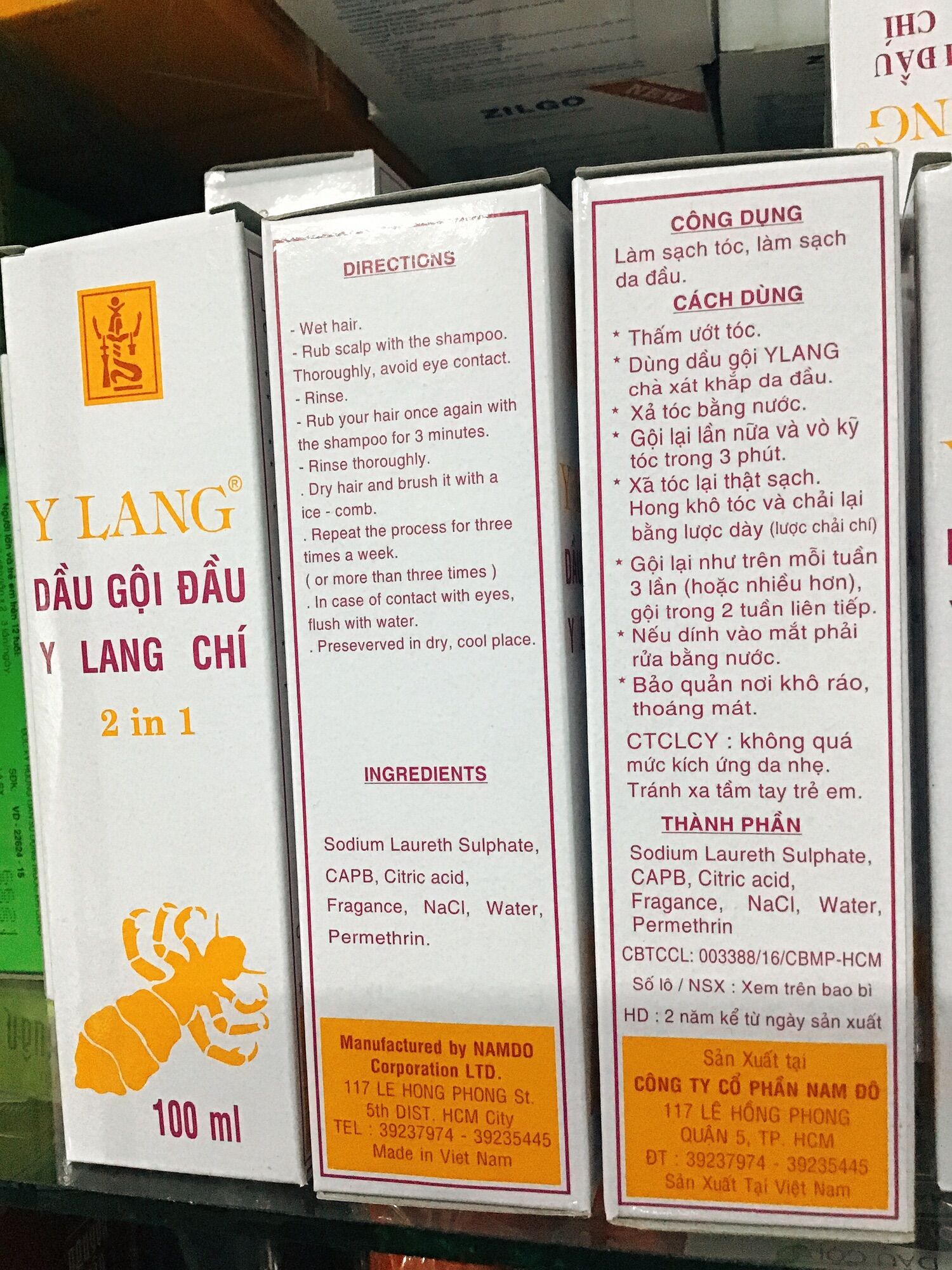 combo 3 chai Dầu gội diệt chấy Y LANG CHÍ