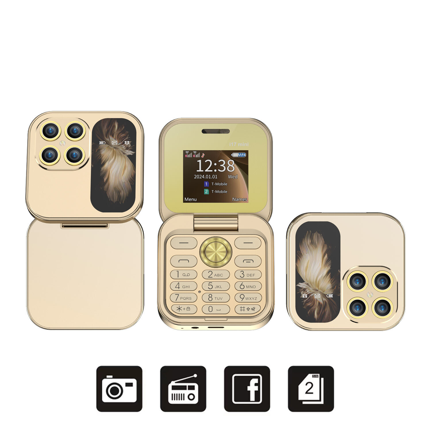 Điện Thoại Di Động Gập Nhỏ Gọn SERVO I17 Mini Với 2 Khe Cắm SIM Chức Năng Giọng Nói Ảo Radio FM Cổng